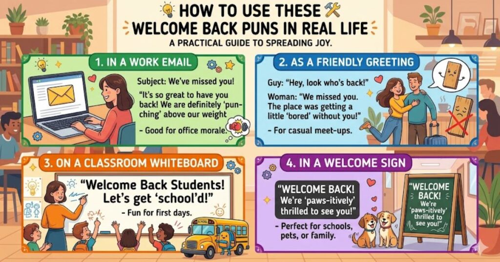 How to Use These Welcome Back Puns in Real Life 🛠️