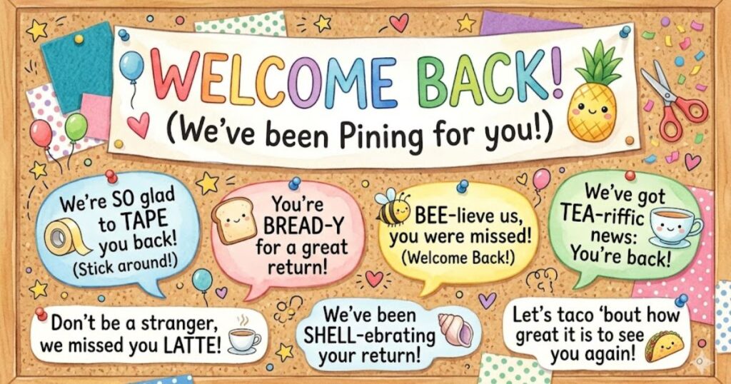 Short Funny Welcome Back Puns ✂️